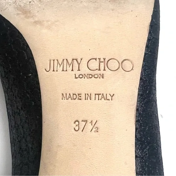 Jimmy Choo Isabel Black Glitter Heels sz 7.5 - Picture 10 of 13